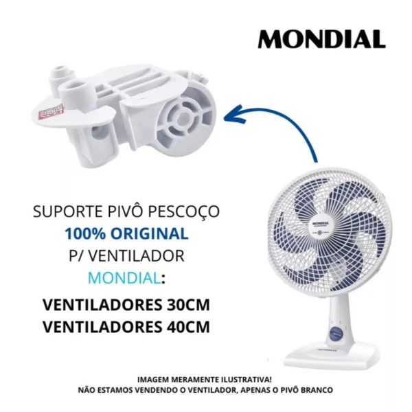 Suporte Pivo Pescoço Branco Motor Ventilador Mondial Original