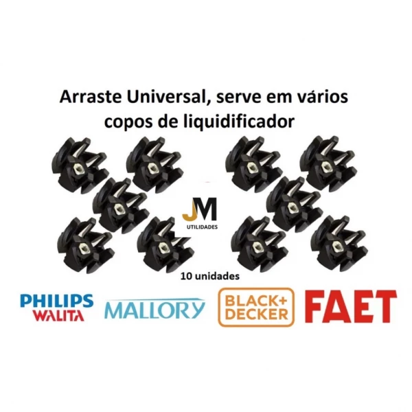 KIT com 10 Arrastes Universais serve em copos Black & Decker Faet Mondial Walita vários modelos