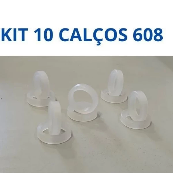 "Kit com 10 calços de rolamentos 608, substitui buchas de 8mm, medida 29mm, práticos e duráveis."