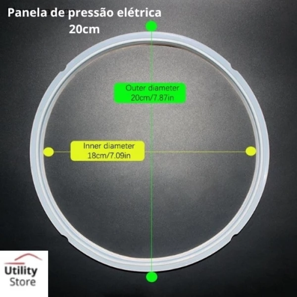 Borracha Vedação Panela De Pressão Elétrica ???? Medidas da borracha  Diâmetro externo: 20 cm  Diâmetro i