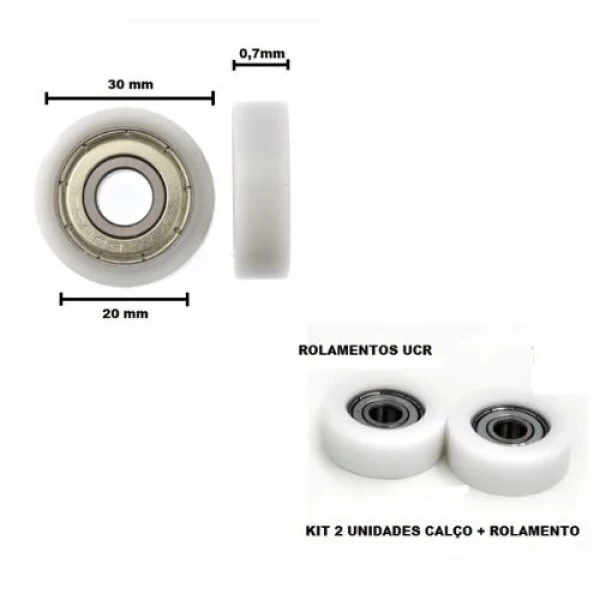 Kit com 2 Rolamentos 608 e 2 Calços para Rolamento 608 30mm