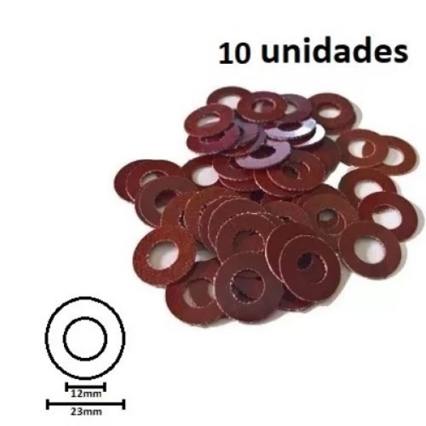 Kit Arruela Fibra Diversas aplicações - com 10 Unidades 12 mm X 23mm