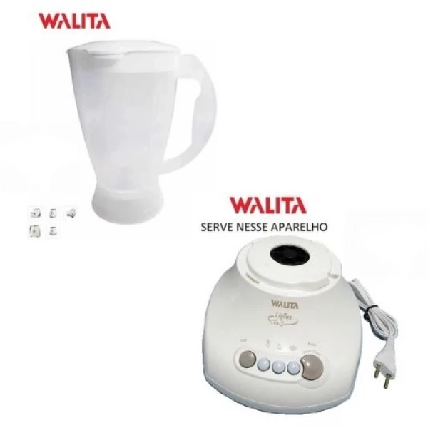 Copo compatível para liquidificador W@lita, translúcido, 1,5L, resistente e com tampa.