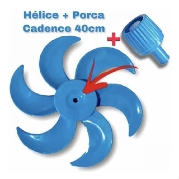 KIT HÉLICE E PORCA ( CALOTA ) PARA O VENT. CADENCE 40CM AZUL