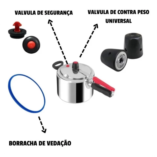 Kit BORRACHA universal 4,5L silicone, vedação segura e alta durabilidade para sua panela.