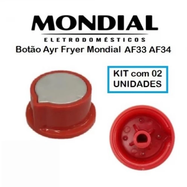 KIT com 2 Botões para Ayr Fryer Mondial Verm e Prata ORIGINAL AF33 AF34 - Temperatura e Timer