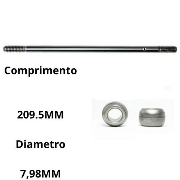 KIT 1 EIXO E 2 BUCHAS COMPATÍVEL COM A MARCA VENTISOL 60CM 1º LINHA