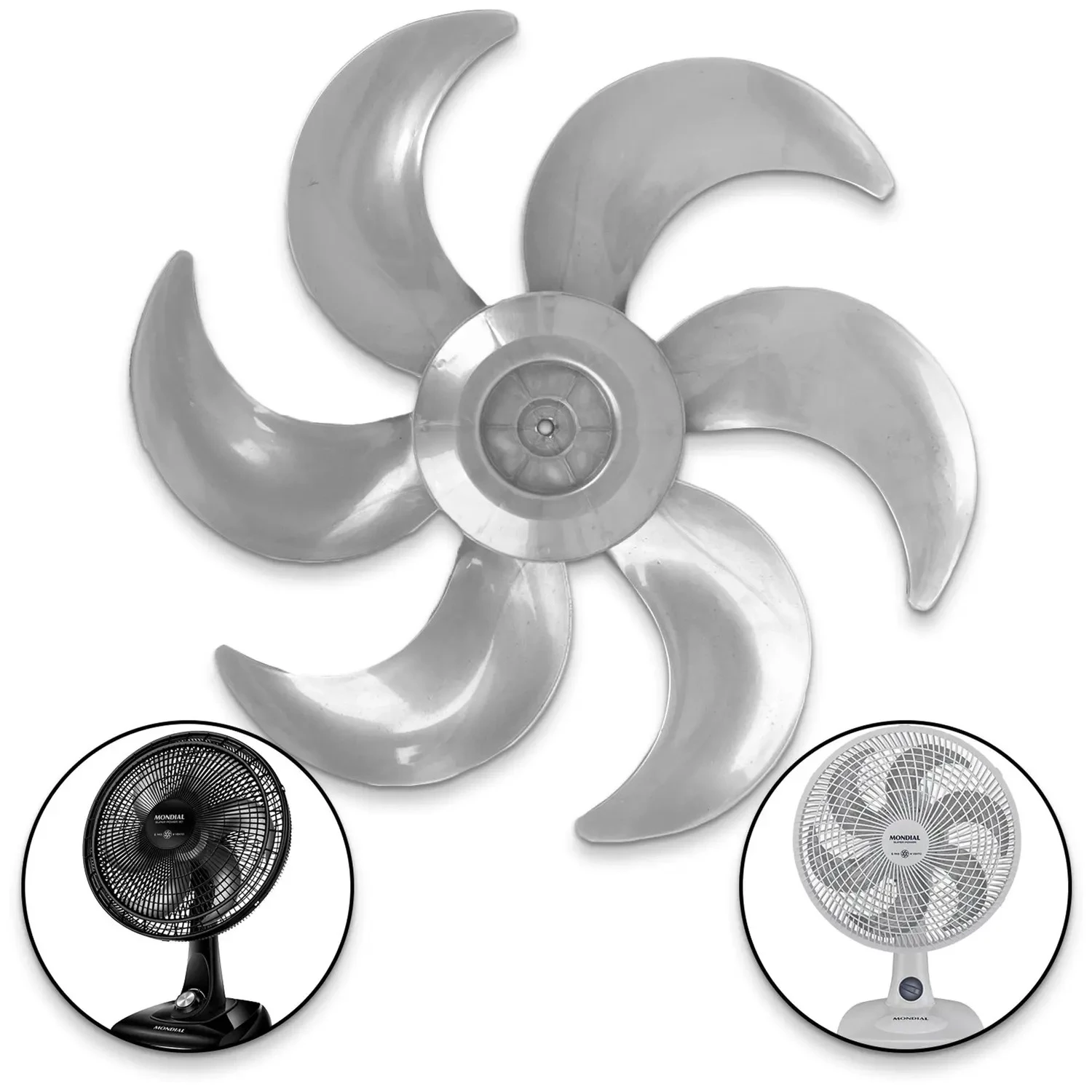 HÉLICE PARA O VENTILADOR MONDIAL 40CM - 6 PÁS PRATA