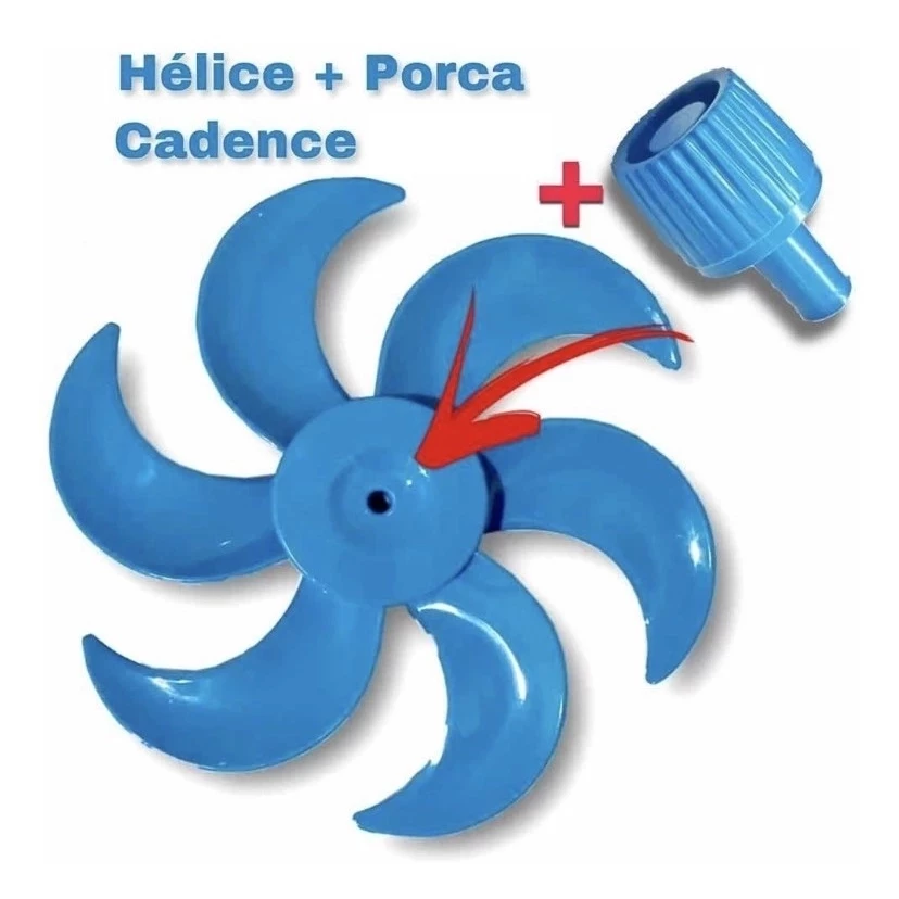 KIT HÉLICE E PORCA ( CALOTA ) PARA O VENT. CADENCE 30CM AZUL