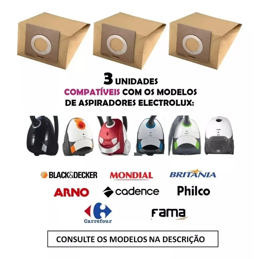 03 SACOS DESCARTÁVEIS PARA ASPIRADOR MARCA FAMA