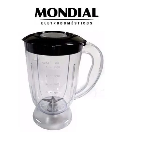 COPO PARA O LIQUIDIFICADOR MONDIAL DINÂMICO OU PREMIUM CRISTAL TAMPA PRETA