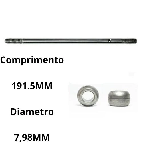 KIT 1 EIXO E 2 BUCHAS  COMPATÍVEL COM A MARCA MONDIAL 50 CM VT-51 (6 PÁS) 1 ° LINHA