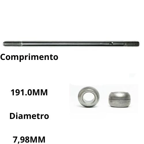 KIT 1 EIXO E 2 BUCHAS COMPATÍVEL COM A MARCA MONDIAL 50 CM VT-51 (6 PÁS) 2 LINHA