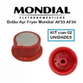 KIT com 2 Botões para Ayr Fryer Mondial Verm e Prata ORIGINAL AF33 AF34 - Temperatura e Timer